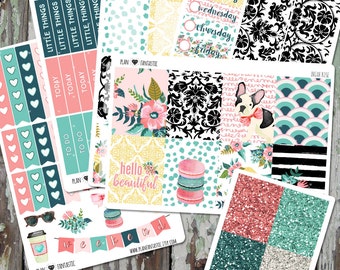 Vertical Planner Sticker Kit - Vintage Floral Weekly Sticker Kit for use in Erin Condren Life Planner™, Happy Planner, Bujo