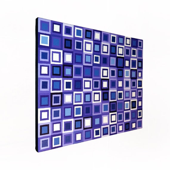 Items similar to Modern Wall Art Original Squares Purple Painting 24x18