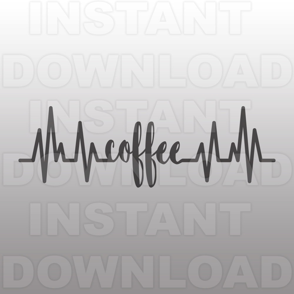 Heartbeat EKG Strip with Coffee SVG File Commercial