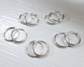 5 Pairs 12mm Sterling Silver Hoop Earring Endless Hoop earwire F336