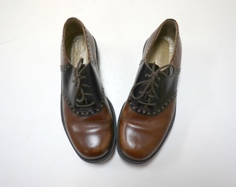 VINTAGE BUSTER BROWN KIDS SZ 7 LEATHER SADDLE SHOES from