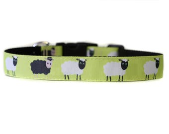 1 Inch Wide Dog Collar with Adjustable Buckle or Martingale in Black Sheep an Exclusive Design