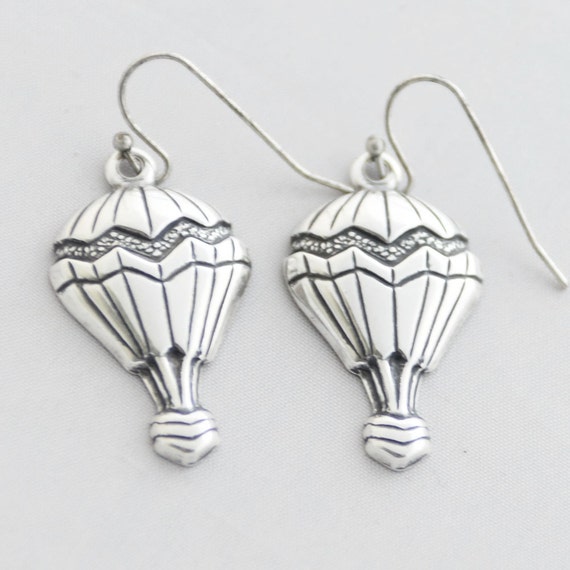 Steampunk Hot Air Balloon Earrings Silver Earrings Hot Air