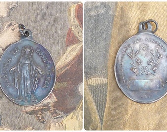 Vintage Antique old French 1930/30s tin medal Congregation des enfants de Marie / religious/ christianity