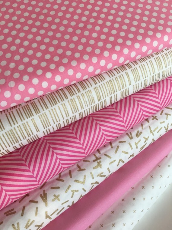 Pink and Gold Fabric Bundle Pink Gold Nursery Pink and Gold
