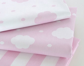 4334 - Cloud & Stripe Cotton Fabric - 62 Inch (Width) x 1/2 Yard (Length)