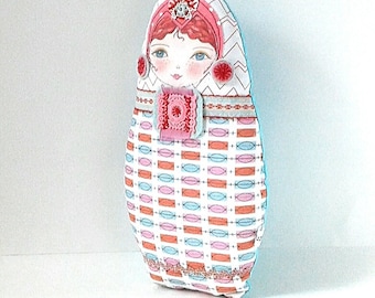 Textile Matryoshka Doll, Babushka Plush, Fabric Russian Doll, Cloth Nesting Doll, Stacking Doll, Cute Cloth Doll