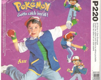 McCalls 3002 P220 Child POKEMON Costume Pattern ASH KETCHUM Nintendo Gotta Catch m All Boys Girls Sewing Size 4 5-6 Chst 23- 28 or 4 5-6 7-8