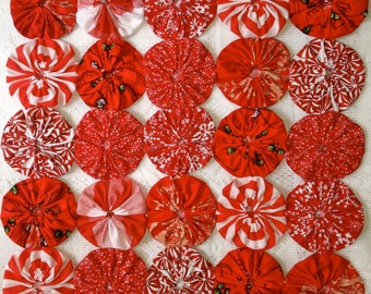 Christmas Fabric Applique 40 Yo Yo 2 Inch Barrette Hair Clip Headband Trim