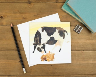 Cow and Calf Greetings Card