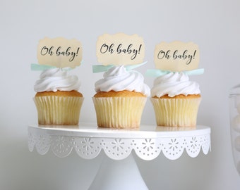 Baby Shower cupcake toppers, Oh Baby, Cupcake toppers