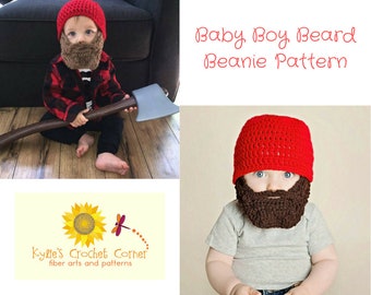 Baby Boy Lumberjack Crochet Pattern, Baby Beard Beanie Crochet Pattern, Baby Boy Beard Hat Crochet Pattern, Baby Beard Hat Crochet Pattern