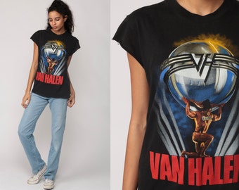 Van Halen Shirt 80s Band T Shirt 1986 5150 Tour TShirt Heavy Metal Black Concert Tee Vintage Rock Medium