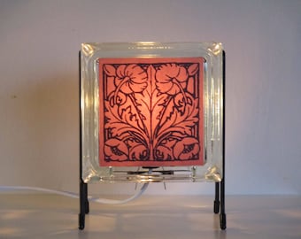 TULIP lamp glass block lamp FREESHIPPING upcycled handmade dusty rose Dutch tulip lamp kitchen counter lamp eco-friendly lamp wedding gift