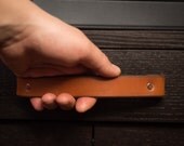 Leather Drawer Pull and Kitchen Cabinet Handle - "The Tilikum" (Large)