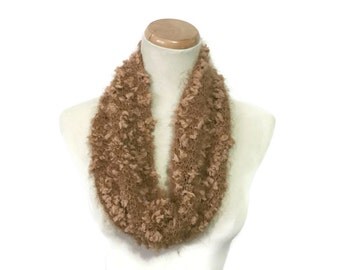 Brown Cowl, Hand Knit Cowl, Knit Cowl, Circle Scarf, Neck Warmer, Gift For Her, Fashion Accessory,