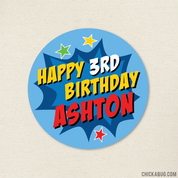 Superhero Party - Custom Stickers - Sheet of 12 or 24 Il_570xn