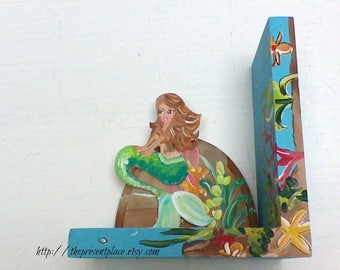 mermaid bookends,children's bookends,book ends,kids book ends,mermaids,girl book ends,kids bookends,personalized book ends,mermaid book ends