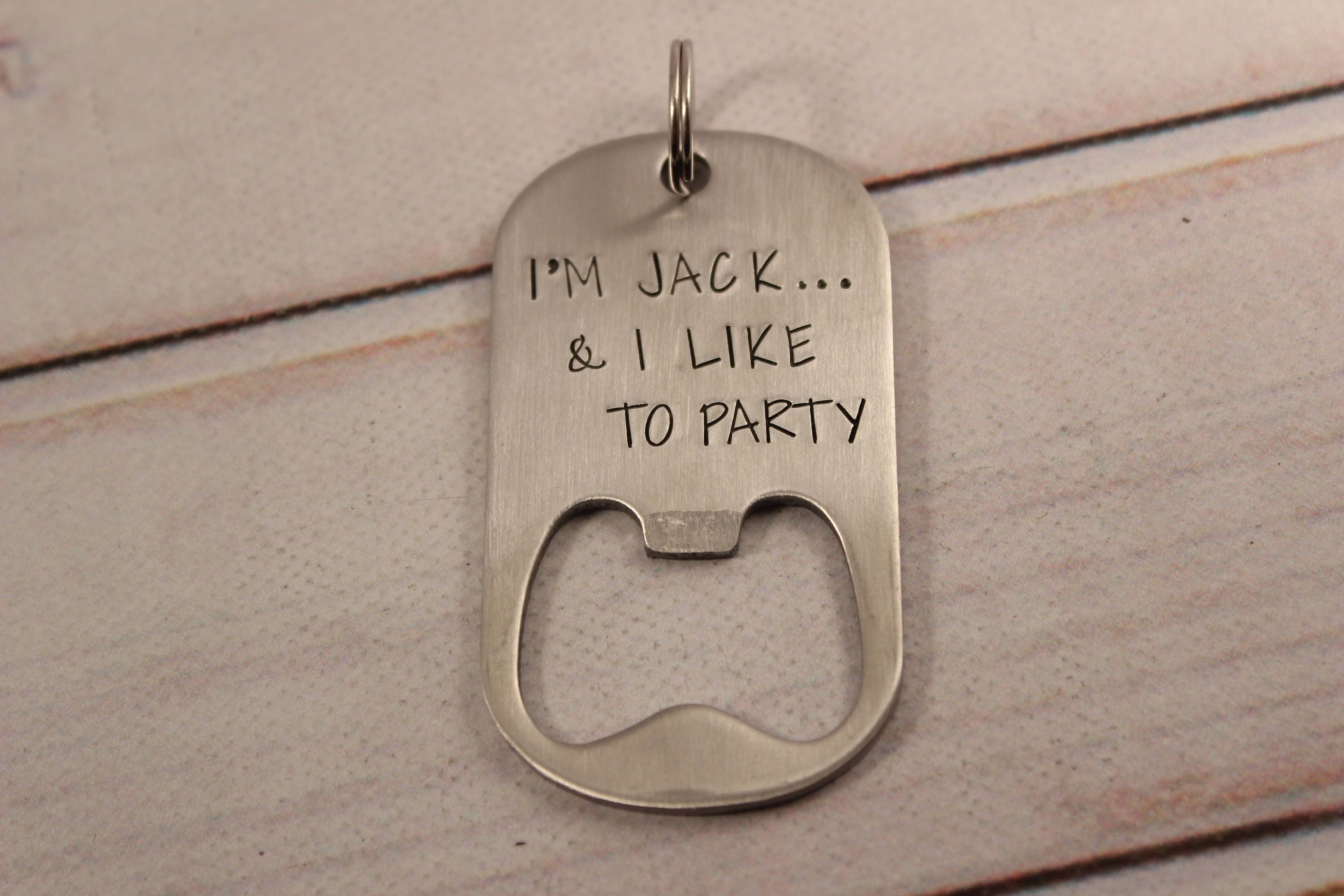 Bottle Opener Dog Tag I Like to Party stainless steel