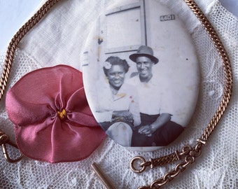 Celluloid Mirror Vintage Black Americana WW2 Era Sweethearts