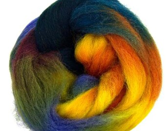 Space Dyed Wool for Spinning or Felting "Neptune" 100 Grams