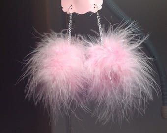 Feather Earrings/Marabou Earrings/Fluffy Baby Pastel Pom Pom Earring/Marabou Fluff/Feather Pom Pom/Pastel Goth,Kawaii/ pom pom puffs
