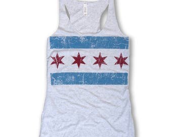 Oversized Chicago Flag Tank - Women's