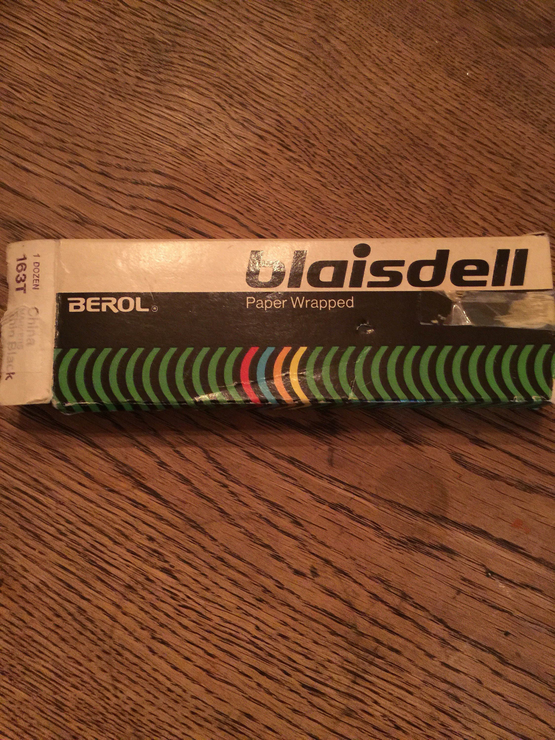 Vintage Blaisdell Berol Thin Black China Markers Paper Wrapped from