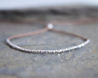 Thin silver bracelet, layering silver bracelet, stacking silver bracelet, silver wish bracelet, silver cord bracelet, simple silver bracelet