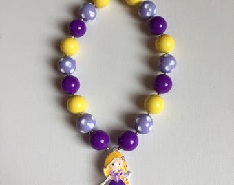 Tangled Birthday Necklace- Tangled Party - Rapunzel Necklace - Little Girl Necklace - Chunky Rapunzel Necklace