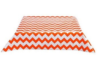 48x48 Chevron Orange Oilcloth Tablecloth with Simple Hem