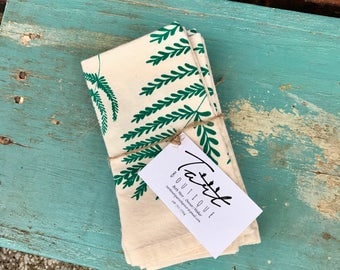 Botanical Fern Printed 100% Cotton Unbleached Napkins