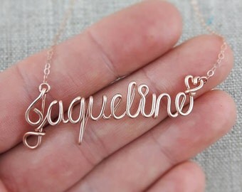 Rose Gold Name Necklace, Italic Script Custom Name Necklace, Personalized Name Necklace Bridesmaid Necklace, Personalized Name Jewelry Gifts