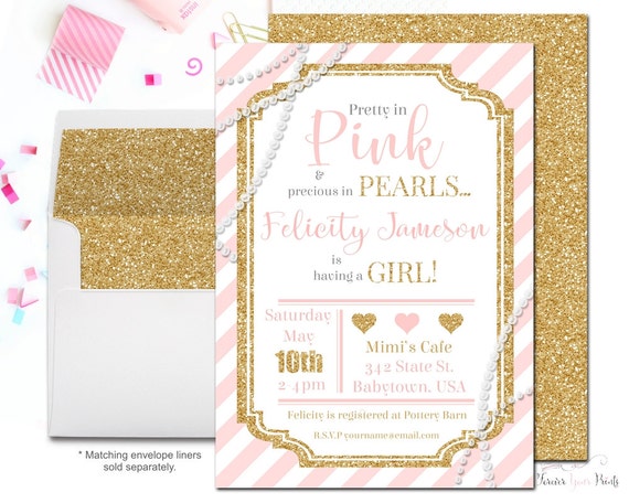 Glitter And Pearls Baby Shower Invitations 10