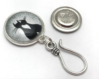 Black Cats Magnetic Portuguese Knitting Pin - ID Badge Holder- Gift for Knitters- Accessory Jewelry - Yarn Guide
