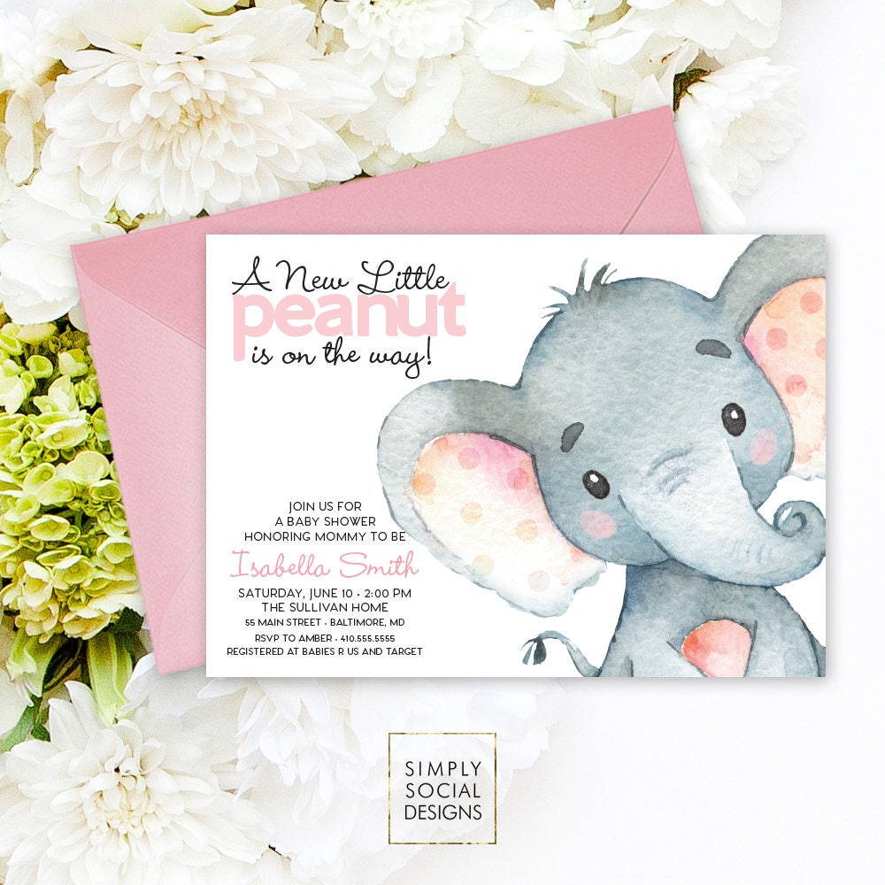 ideas handmade invitation baby for shower Shower It's Pink Invitation Baby a Girl Elephant