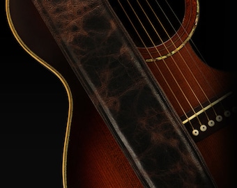 Distressed Leather Guitar Strap, Brown Guitar Strap: Badlands Guitar Strap