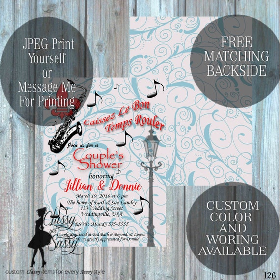 Couples Shower Invitation,Louisiana Couples Wedding Shower Invitation, Couples Shower party Invitation 126