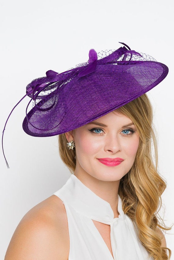 Dark Purple Fascinator Hat Wendy Wide Brimmed