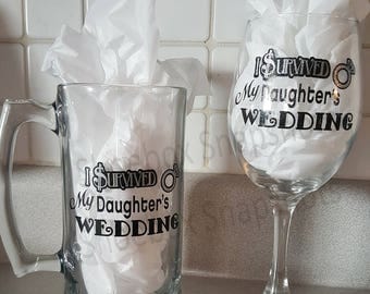 Parents Wedding Gift, I Survived My Daughter's Wedding, Mom Dad Wedding Gift, Father of the Bride Gift, Wedding Gift for In Laws, Wine, Beer