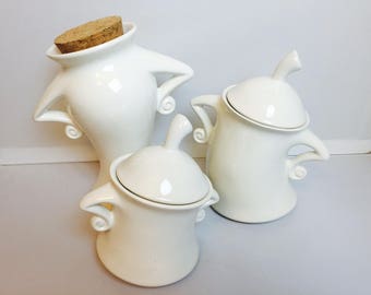 Kitchen-Canister-Set | Set of 3 | Kitchen-Canister | Gift-for-Her | handmade ceramic from my Charleston, SC Studio