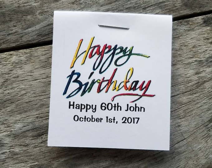 Mini Happy Birthday words Design Flower Seed Favors - Birthday Party Favors - 50th 60th 70th 80th Favors Personalized Seed Packets any age