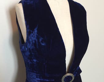 Vintage 60s Blue Velvet Dress