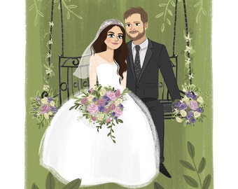 Custom Portrait. Custom illustration. 1st anniversary gift.