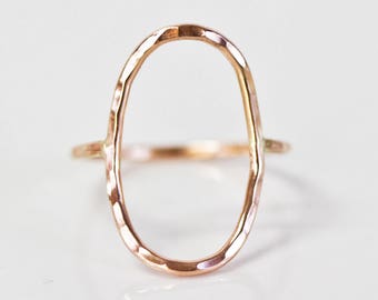 Simple Hand Hammered Oval Ring / Open Oval Ring / Gold or Rose or Silver Simple Ring / Boho / Chic / Simple Jewelry / Simple Jewelry