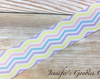Chevron Ribbon, 7/8" Ribbon, Pastel Chevron Ribbon, Zig Zag Ribbon, Easter Ribbon, Hair Bow Supply, Hair Bow Ribbon, Holiday Ribbon