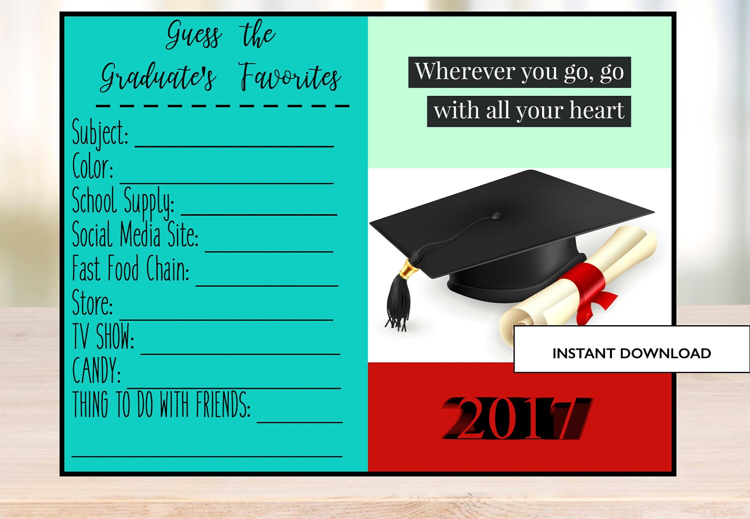 graduation party game graduate trivia instant download
