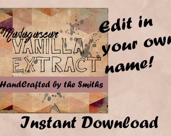 Customizable Madagascar Vanilla Extract Instant Download Template Label