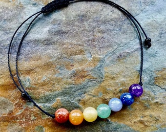 Chakra Bracelet, Boho Bracelet, Meditation Bracelet, Wish Bracelet, String Bracelet, Gemstone Bracelet, Macrame Bracelet,Friendship Bracelet