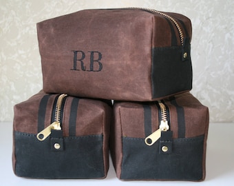 Waxed Canvas Dopp Kit, Shave Kit, Monogrammed Toiletry Bag, Groomsman Gift, Mens Gift, Canvas Bag, Travel Bag, Cosmetic Bag